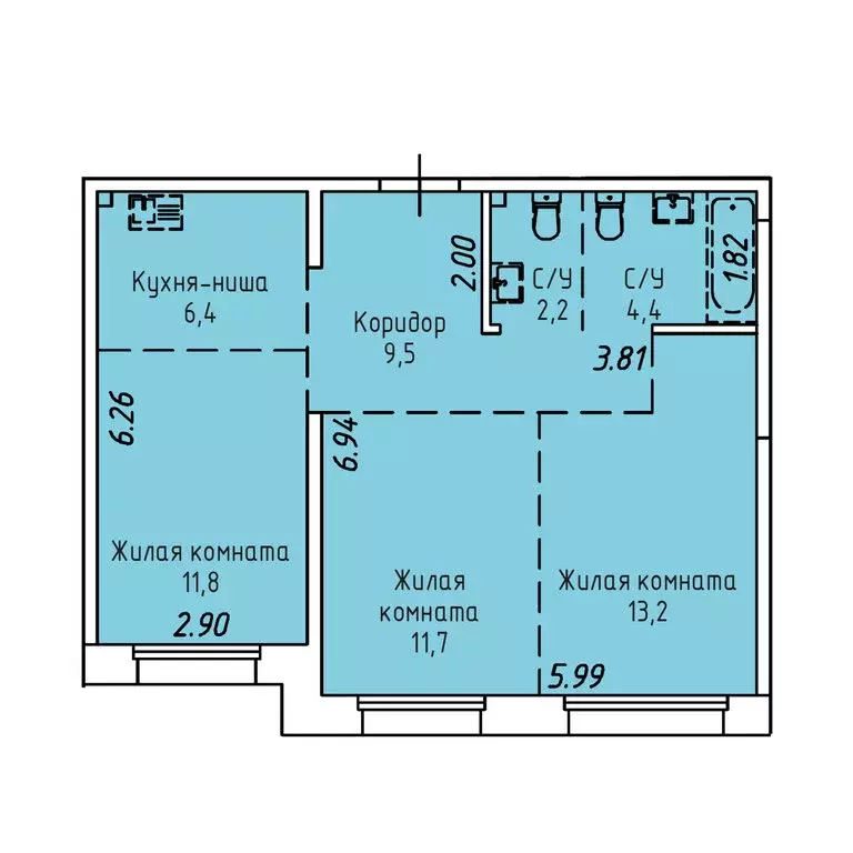 3-комнатная квартира: Иркутск, Култукская улица, 16 (59.2 м) - Фото 0