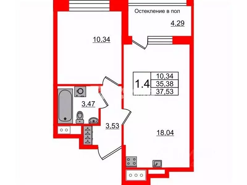 1-к кв. Санкт-Петербург Кубинская ул., 76к1 (35.0 м) - Фото 2