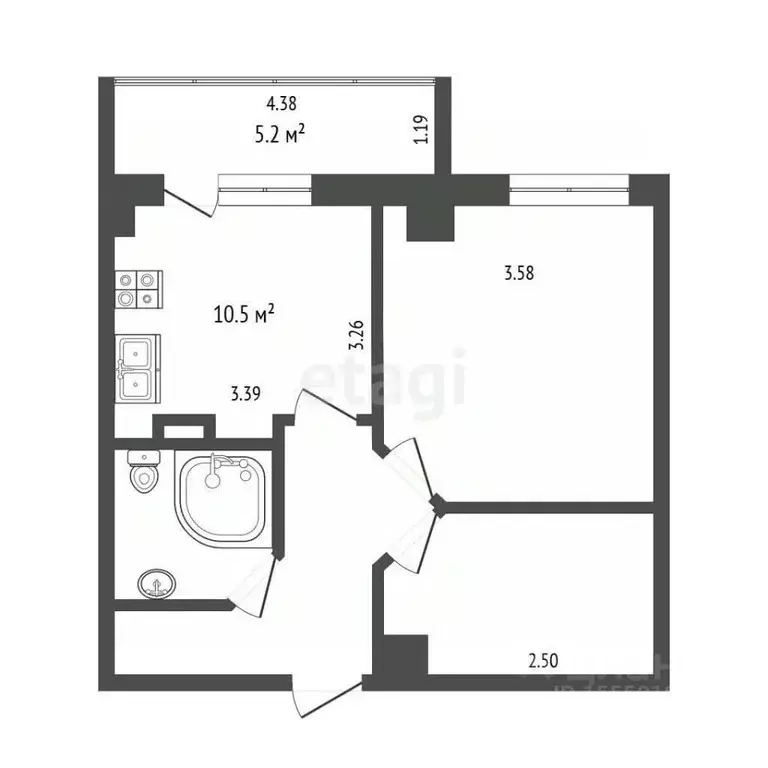 1-к кв. Самарская область, Самара Революционная ул., 5 (41.4 м) - Фото 2