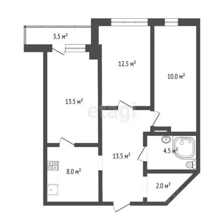 2-к кв. Челябинская область, Челябинск ул. Чайковского, 58 (65.0 м) - Фото 0