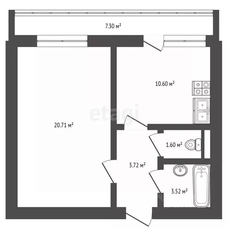 1-к кв. Санкт-Петербург ул. Богословская, 4к1 (43.0 м) - Фото 1