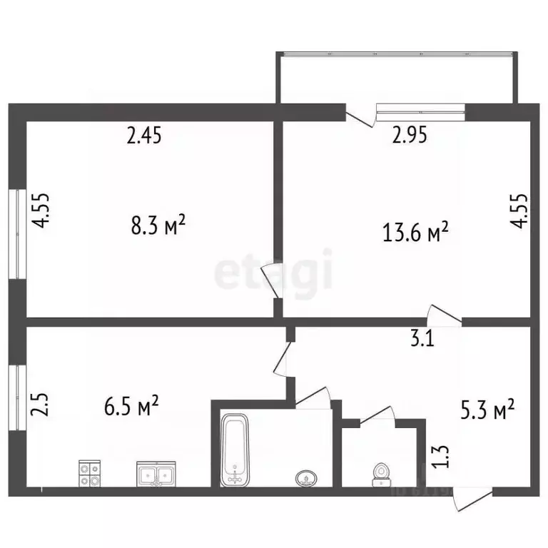 2-к кв. Мордовия, Саранск городской округ, Луховка рп ул. Рабочая, 27 ... - Фото 2