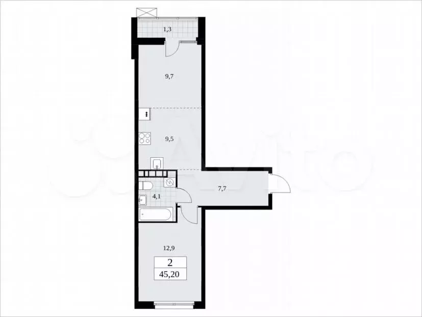 2-к. квартира, 45,2м, 5/10эт. - Фото 1