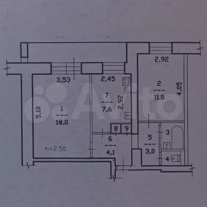 2-к. квартира, 50 м, 7/9 эт. - Фото 0