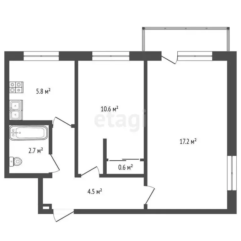 Квартира, 2 комнаты, 43 м - Фото 0