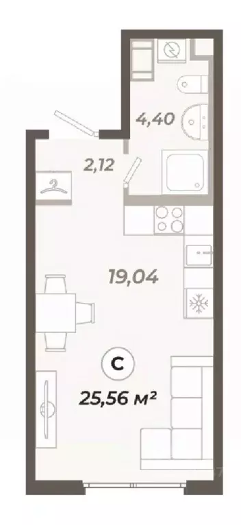 Студия Санкт-Петербург ул. Коли Томчака, 21Д (25.56 м) - Фото 0
