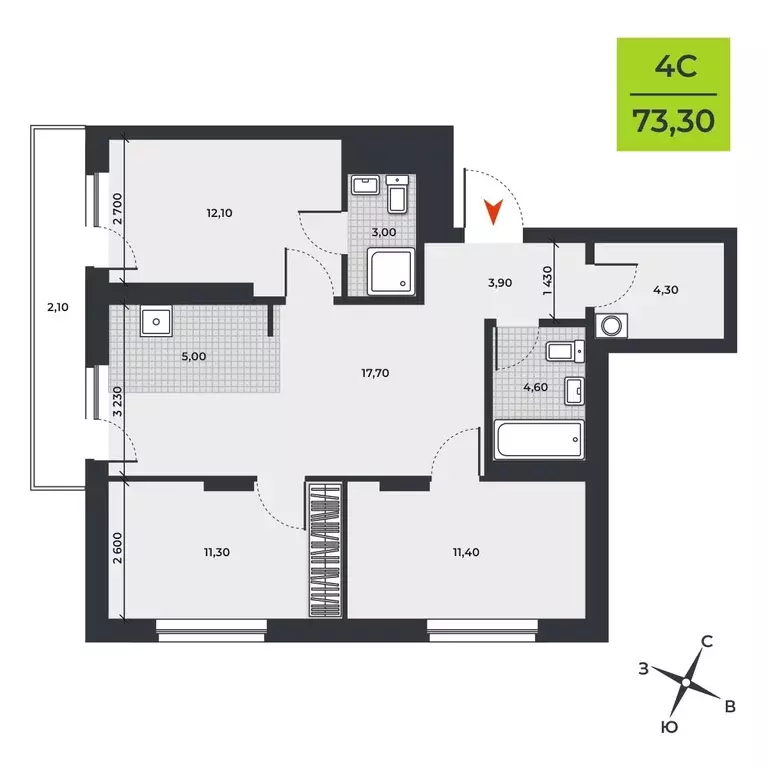 Продаётся 3-к квартира, 73.3 м - Фото 0