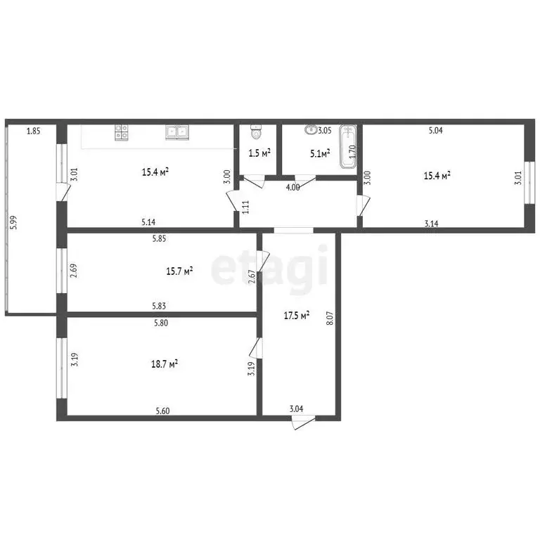 3-комнатная квартира: Стерлитамак, улица Богдана Хмельницкого, 38 ... - Фото 1