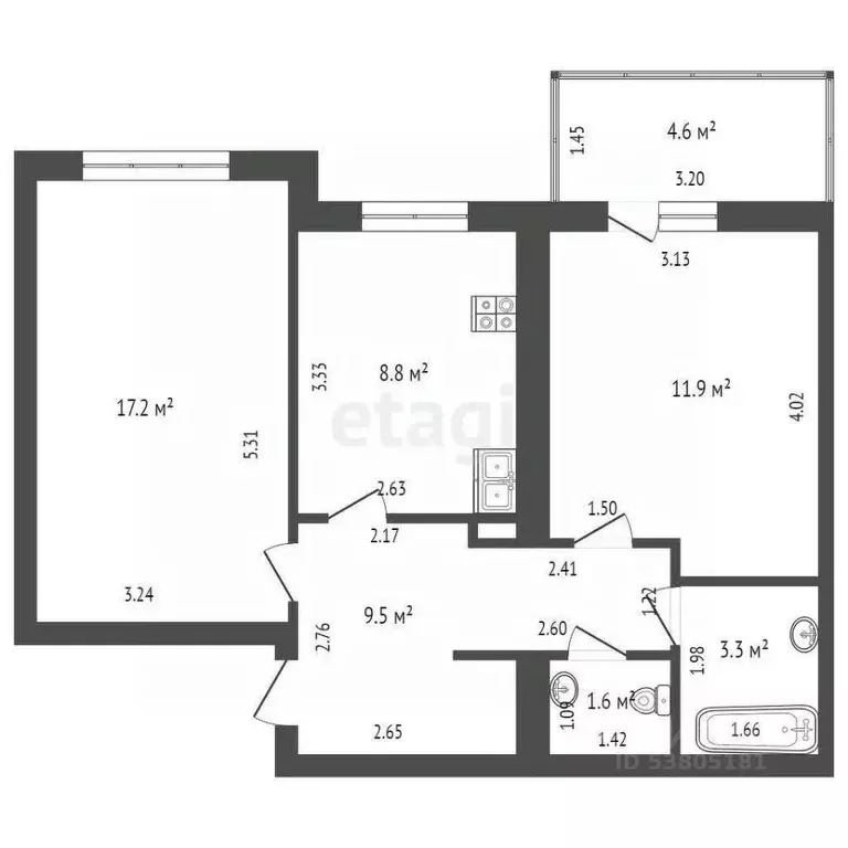 2-к кв. Ростовская область, Ростов-на-Дону Усадебная ул., 2 (52.3 м) - Фото 1