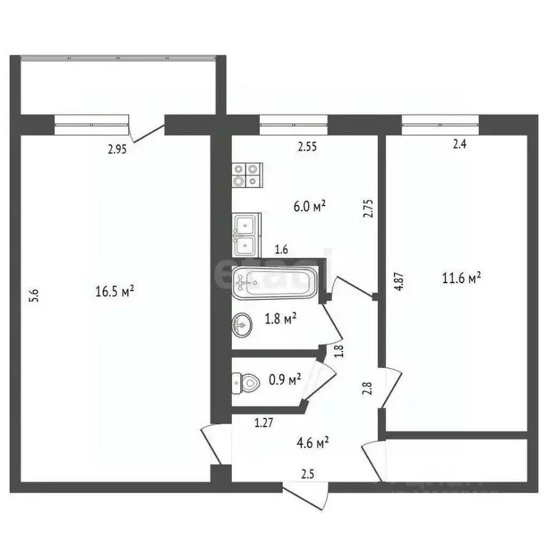 2-к кв. Архангельская область, Котлас ул. Кузнецова, 5А (42.7 м) - Фото 2