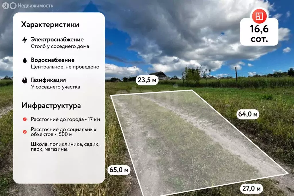 Участок в село Вышки, Лесная улица (16.6 м) - Фото 0