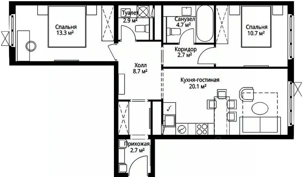 2-к кв. Московская область, Ленинский городской округ, д. Сапроново, ... - Фото 1