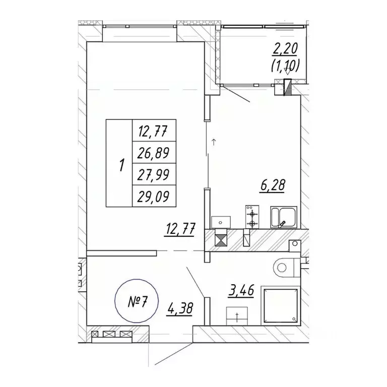 1-к кв. Калининградская область, Зеленоградск  (29.09 м) - Фото 1