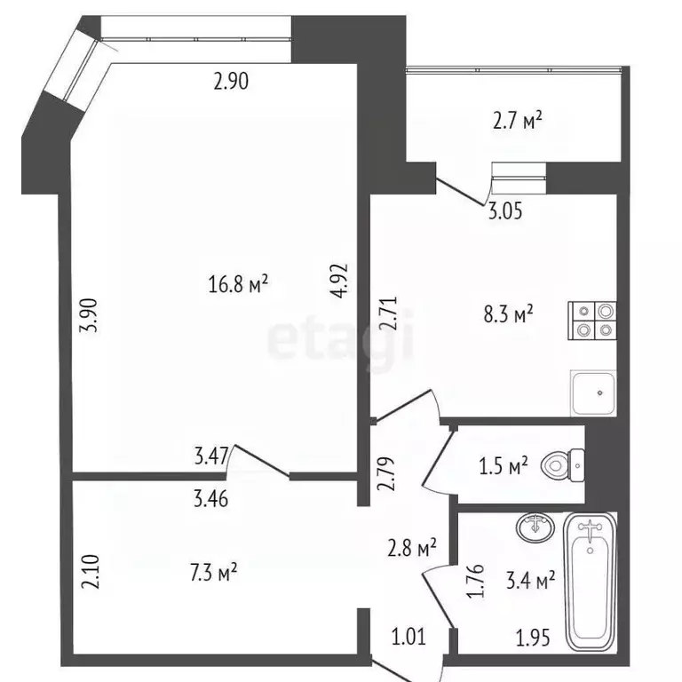 1-к кв. Тюменская область, Тюмень ул. Пермякова, 84 (40.1 м) - Фото 1
