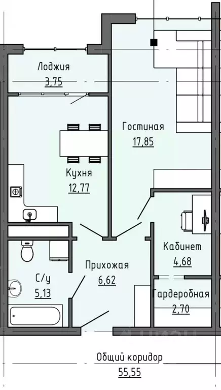 1-к кв. Чеченская республика, Грозный Старопромысловское ш., 11 (53.5 ... - Фото 0