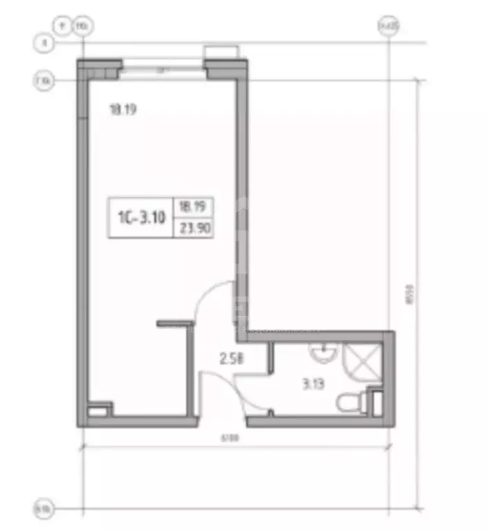 Студия Санкт-Петербург ул. Архивная, 3к1 (23.7 м) - Фото 2