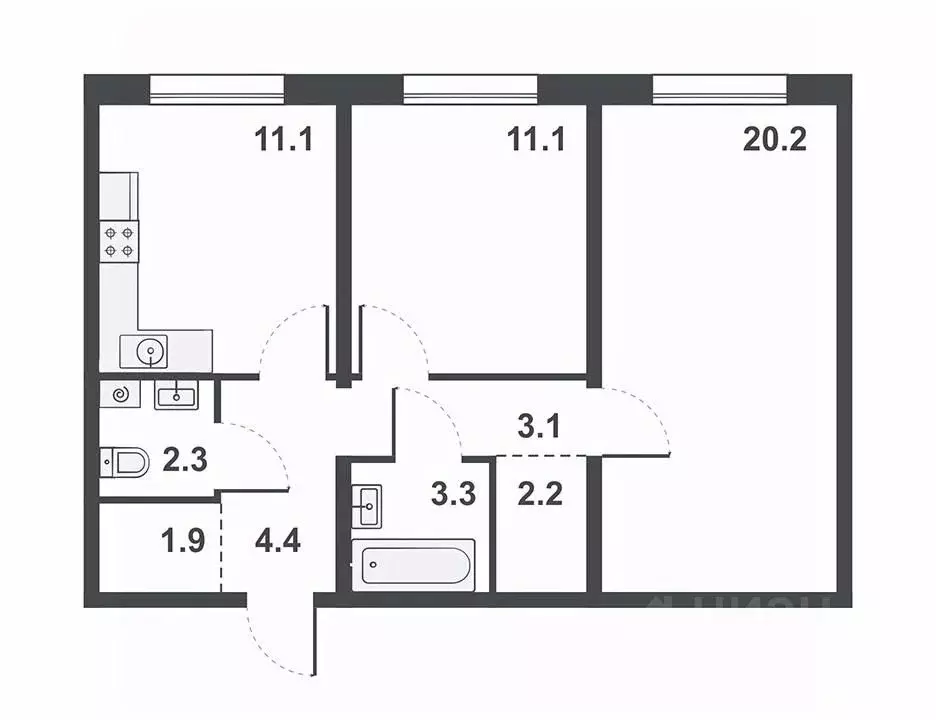 2-к кв. Кировская область, Киров бул. Прибрежный, 6 (57.7 м) - Фото 0
