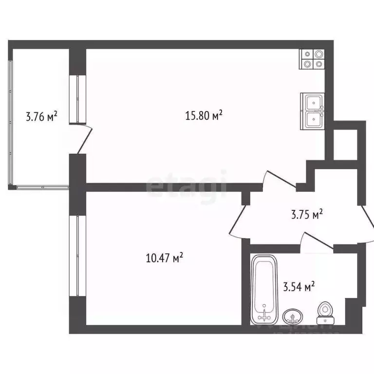 1-к кв. Санкт-Петербург просп. Буденного, 15 (34.7 м) - Фото 1