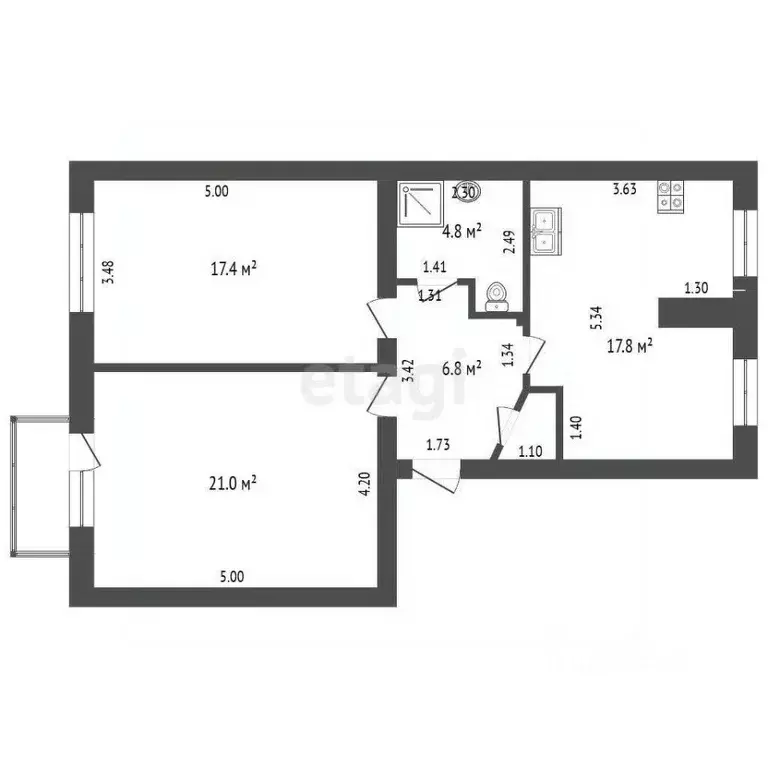 2-к кв. Кемеровская область, Кемерово ул. Орджоникидзе, 7 (68.9 м) - Фото 2