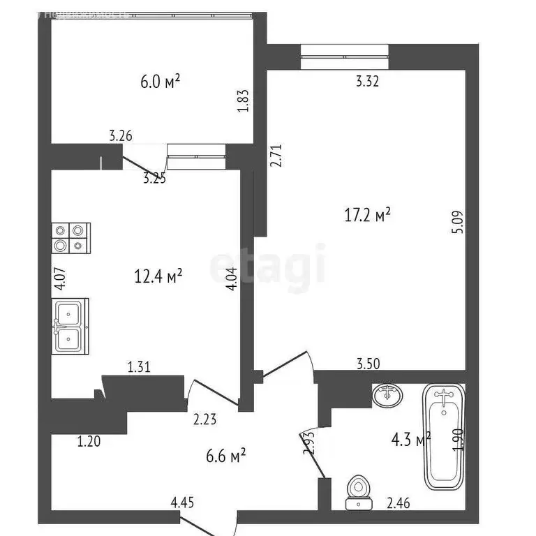 1-комнатная квартира: Калининград, Елизаветинская улица, 3 (46.5 м) - Фото 0