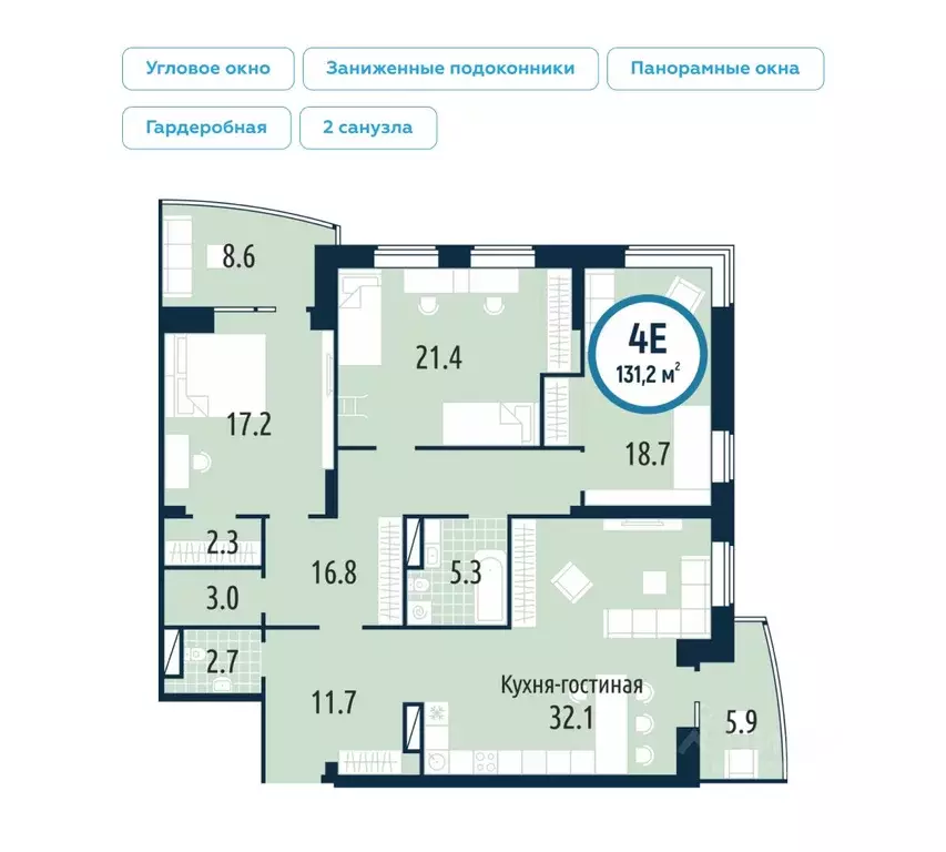 3-к кв. Тюменская область, Тюмень ул. Мельникайте, 30к4 (132.7 м) - Фото 0
