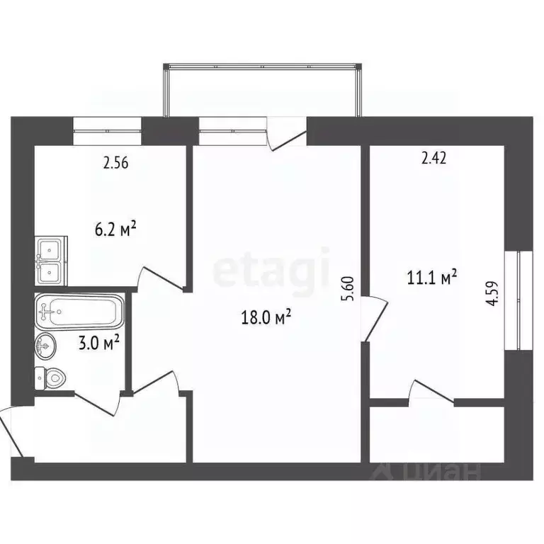 2-к кв. Ростовская область, Ростов-на-Дону ул. Погодина, 6/1 (45.0 м) - Фото 1