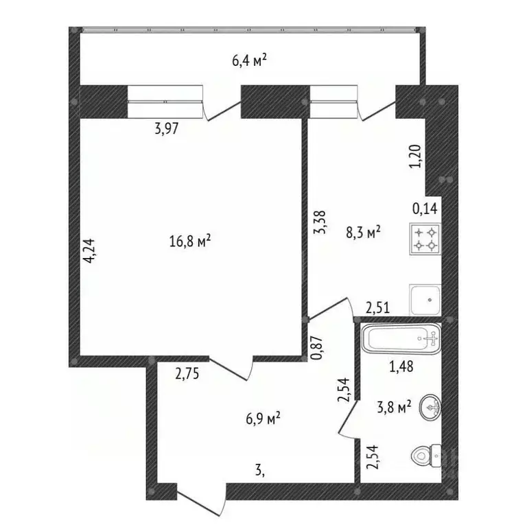 1-к кв. Башкортостан, Уфа ул. Георгия Мушникова, 1/1 (37.7 м) - Фото 2