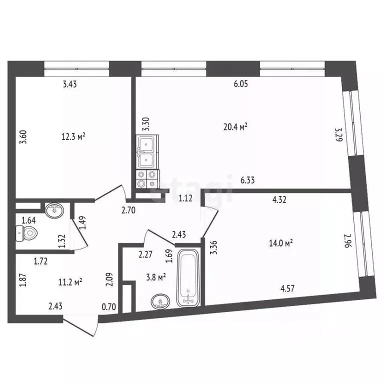 2-к кв. Санкт-Петербург Волковский просп., 6 (63.7 м) - Фото 2