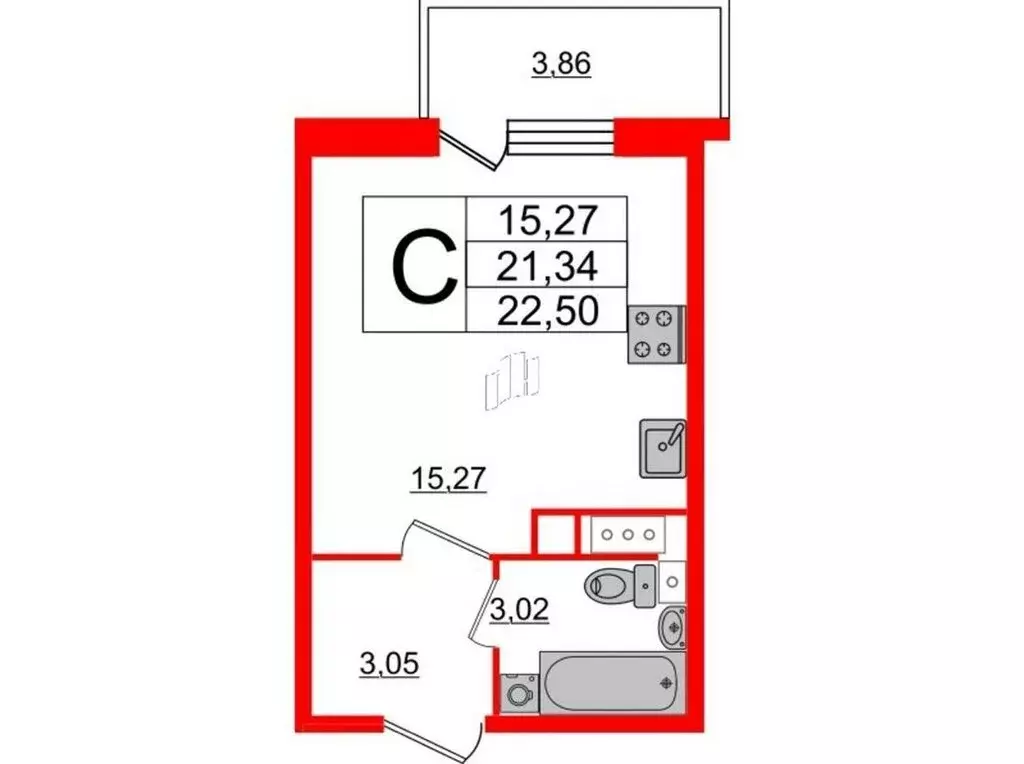 Квартира-студия: Санкт-Петербург, Среднерогатская улица, 16к2 (21.3 м) - Фото 1