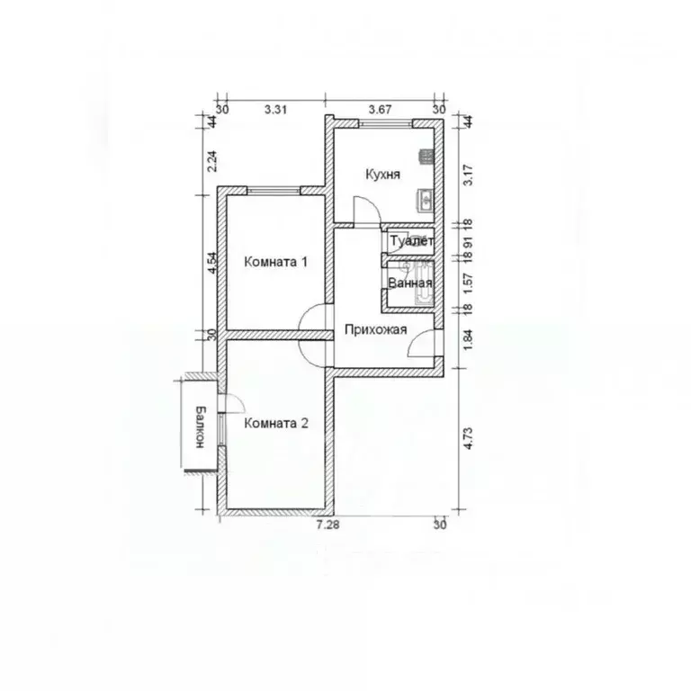 2-к кв. Московская область, Химки просп. Мельникова, 6 (54.3 м) - Фото 1