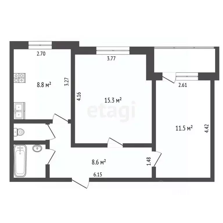 2-к кв. Орловская область, Орел ул. Металлургов, 54 (50.4 м) - Фото 1