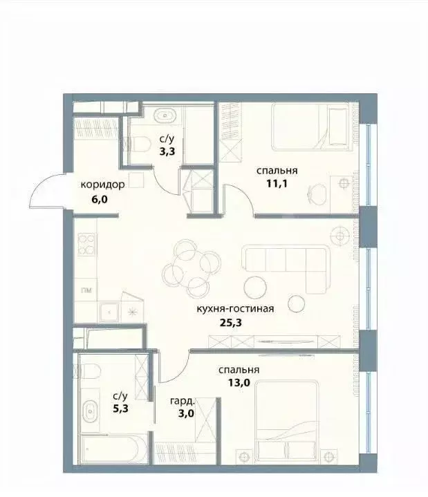 2-к кв. Москва ул. Василия Ланового, 7 (69.5 м) - Фото 2