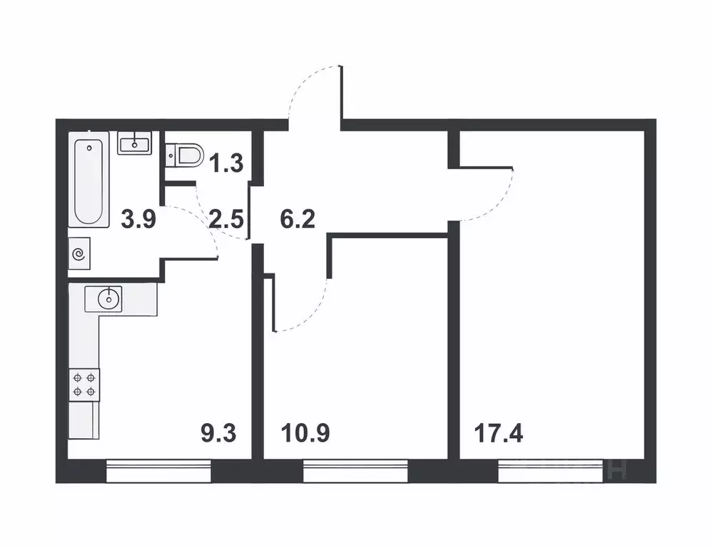 2-к кв. Кировская область, Киров бул. Прибрежный, 6 (51.5 м) - Фото 0