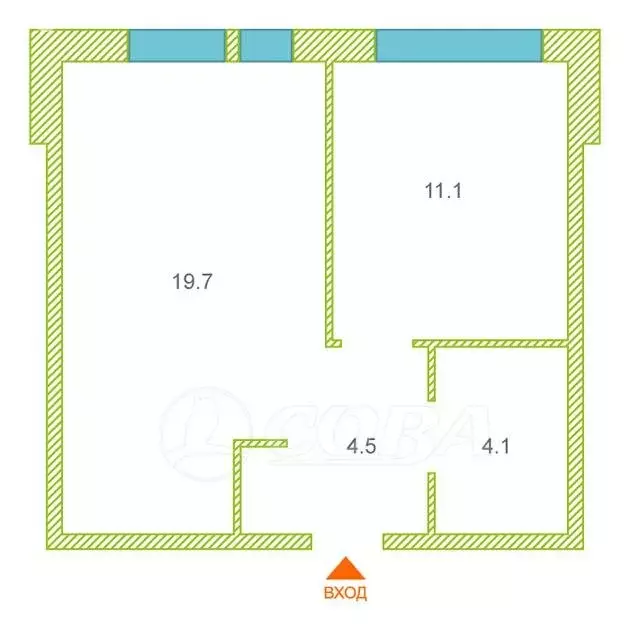 1-комнатная квартира: Тюмень, Полевая улица, 117к4 (39.5 м) - Фото 0