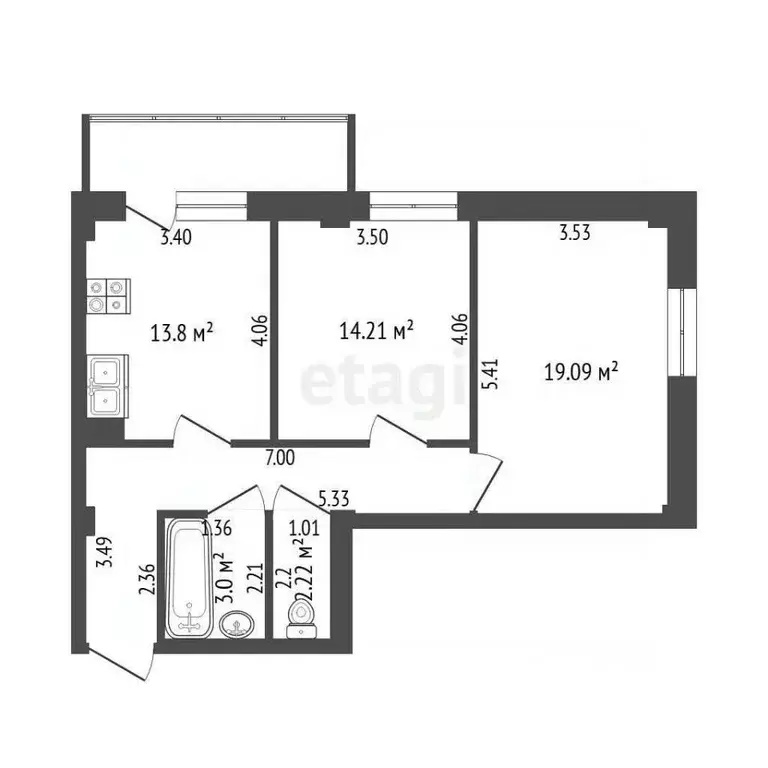 2-к кв. Тюменская область, Тюмень Таврическая ул., 9к4 (63.5 м) - Фото 1