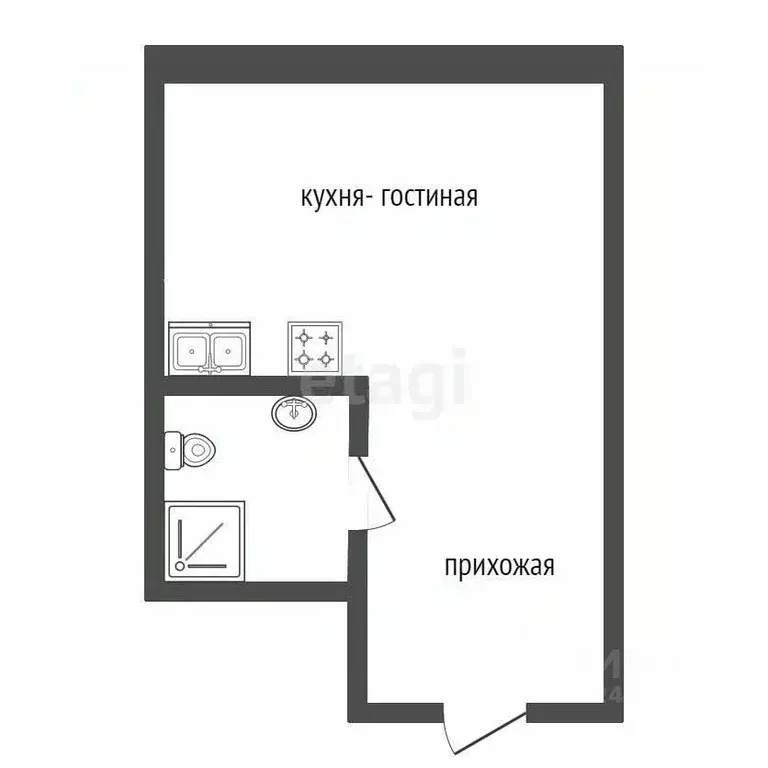 Студия Краснодарский край, Анапа ул. Поликарпова, 2к10 (26.3 м) - Фото 2