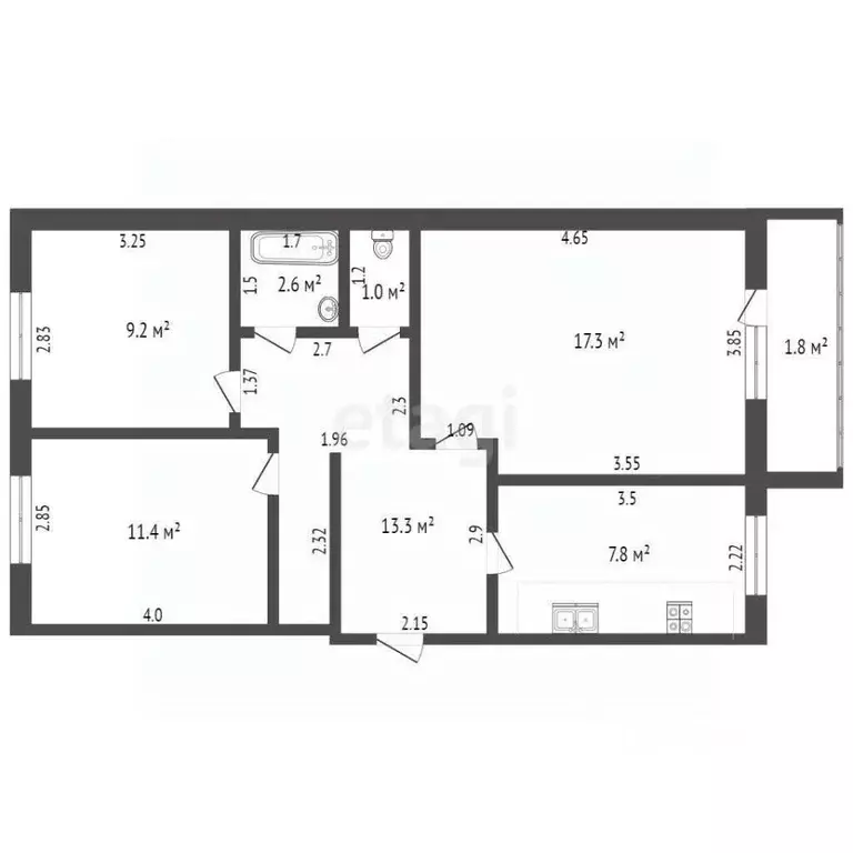 3-к кв. Мордовия, Саранск Грузинская ул., 56 (74.0 м) - Фото 0
