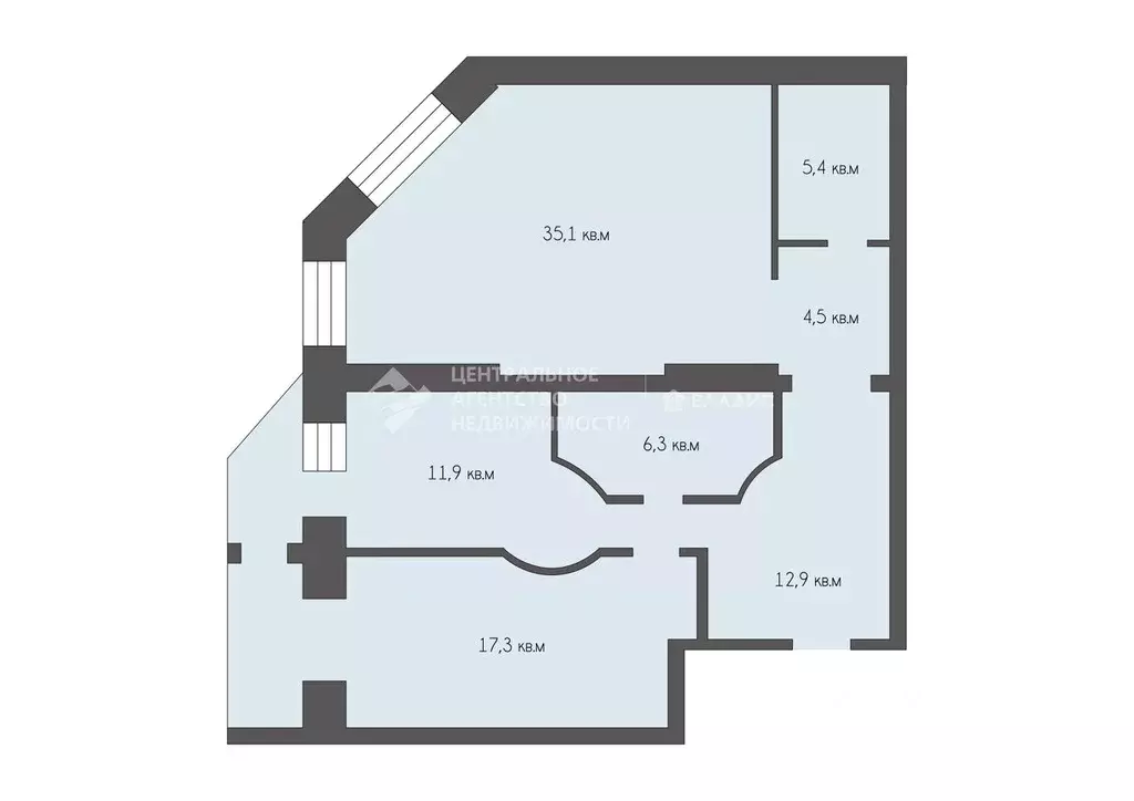 2-к кв. Рязанская область, Рязань ул. Кудрявцева, 66 (93.4 м) - Фото 2