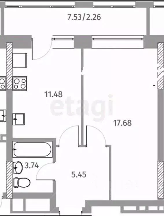 1-к кв. Татарстан, Казань Бухарская ул., 32к1 (40.5 м) - Фото 1