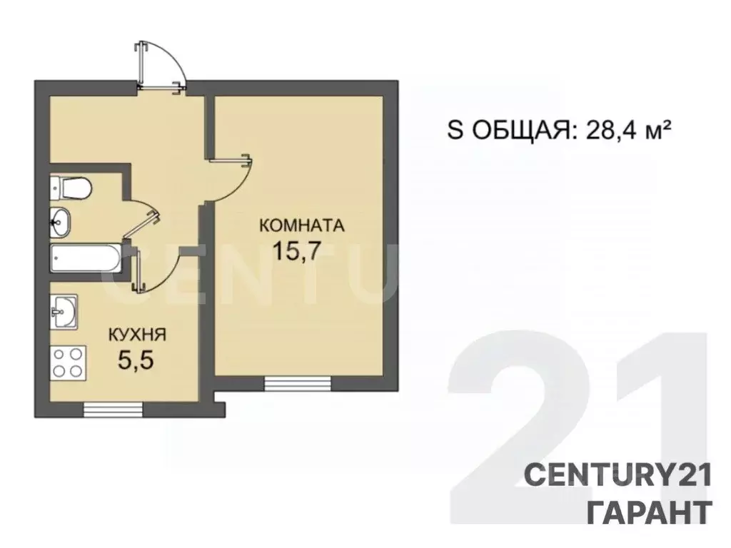 1-к кв. Санкт-Петербург просп. Народного ополчения, 129 (28.6 м) - Фото 2