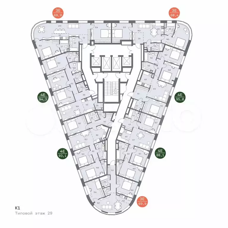 3-к. квартира, 75,7 м, 29/31 эт. - Фото 1