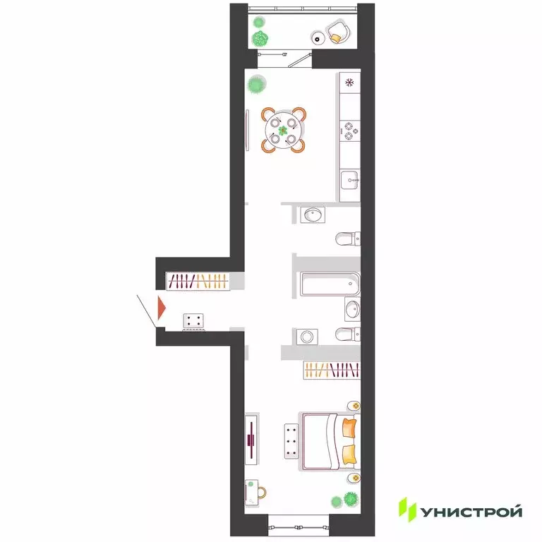 1-комнатная квартира: Тольятти, микрорайон Калина (42.44 м) - Фото 1