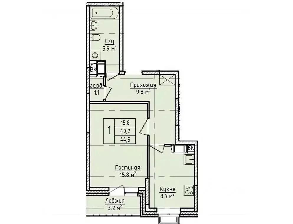 1-к кв. Московская область, Щелково пер. 1-й Советский, 20 (44.5 м) - Фото 1