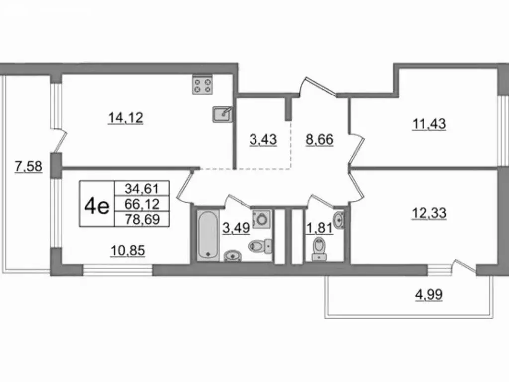 3-комнатная квартира: Бугры, Тихая улица, 5к3 (66.12 м) - Фото 0