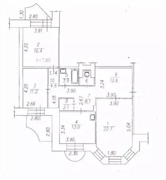 3-к кв. Кемеровская область, Новокузнецк просп. Авиаторов, 97 (96.8 м) - Фото 2