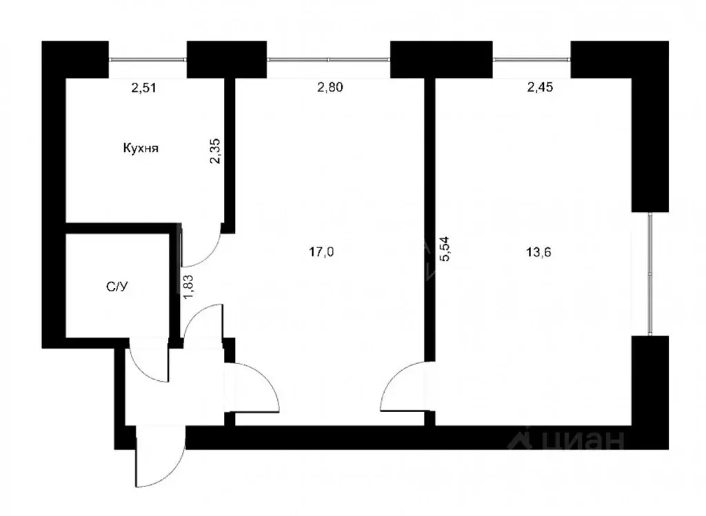 2-к кв. Тюменская область, Тюмень Северная ул., 2 (41.4 м) - Фото 1
