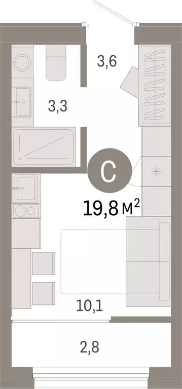 Квартира-студия: Тюмень, улица Республики, 205к1 (19.82 м) - Фото 2