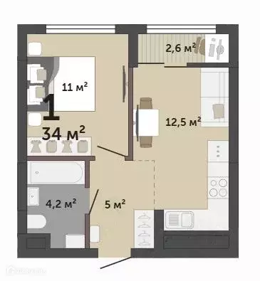 Продаётся 1-к квартира, 34 м - Фото 1