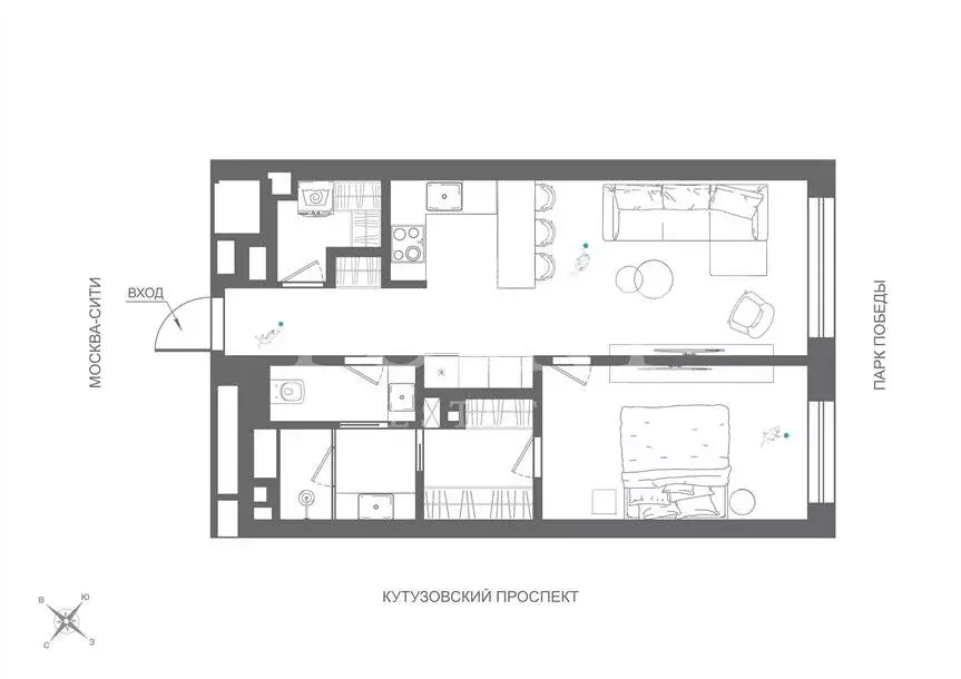 2-комнатная квартира: Москва, Поклонная улица, 9 (63 м) - Фото 1