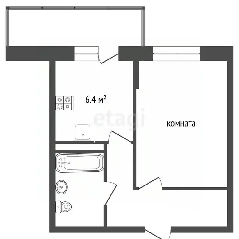 1-к кв. Алтайский край, Барнаул ул. Юрина, 202Ак2 (33.0 м) - Фото 2